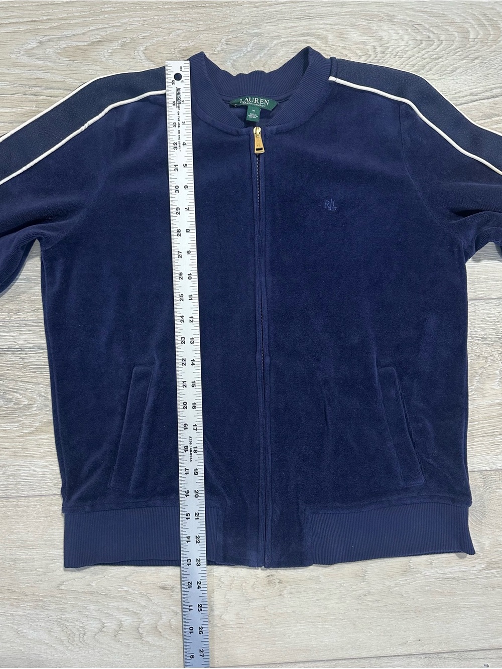 Lauren Ralph Lauren Velour Tracksuit Set Navy Blue Medium Athleisure Loungewear - Picture 9 of 13